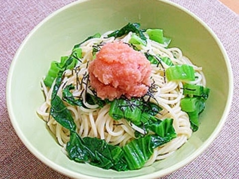 青高菜と明太子のパスタ